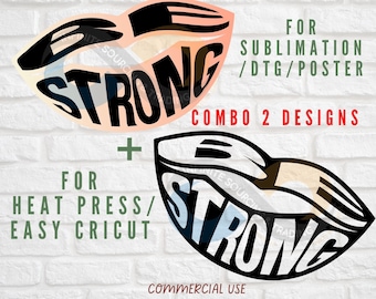 Strong Lips Word Cloud SVG PNG: Motivational Cricut Design (Commercial Use)