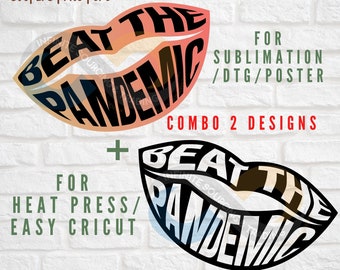 Beat The Pandemic Lips SVG: Word Cloud, Good Vibes (Digital Files)