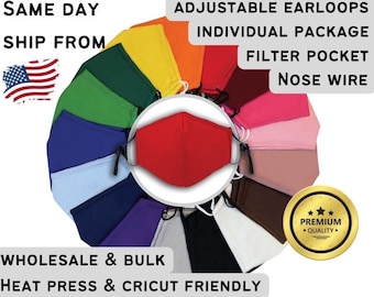 Wholesale Cotton Face Mask: Reusable, Adjustable, with Nose Wire