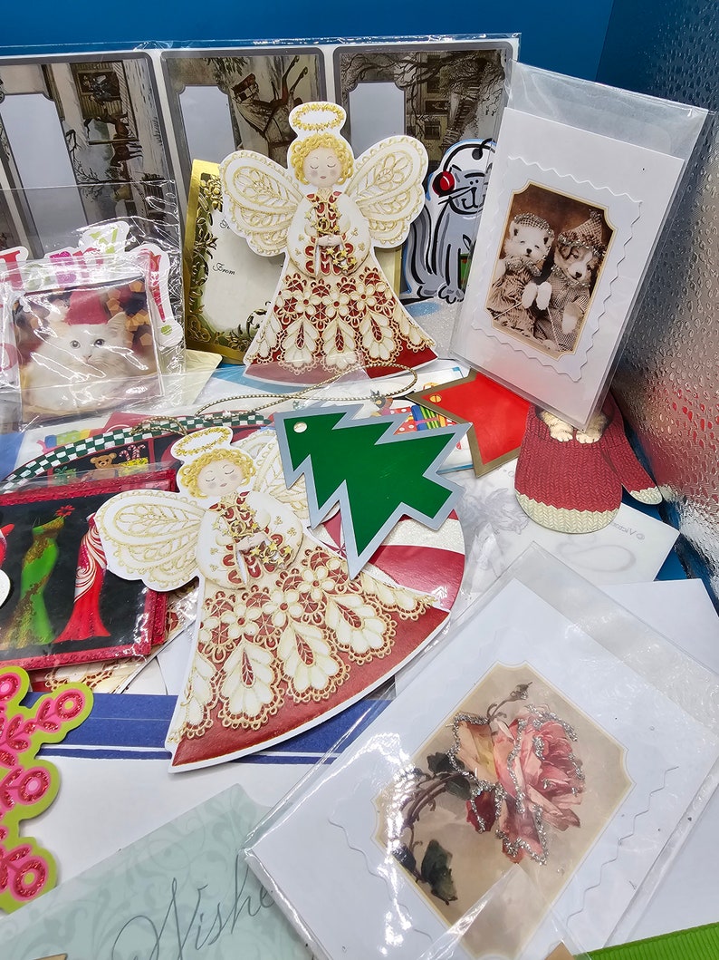 Huge Lot Christmas Gift Tags Stickers Gift Card Containers Many Vintage