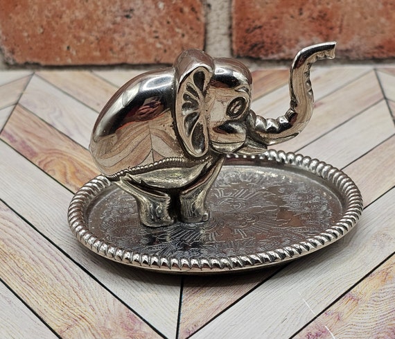 Ring holder silver elephant dresser dish ring dish - image 3