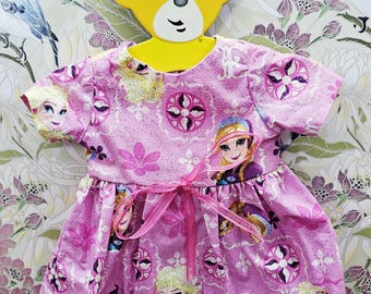 Seamstress Made Pink Frozen Princess Dress - Build-A-Bear Workshop Size Dress - Clothes for Plush Toy - BABW Clothing - Girly Build-A-Bear