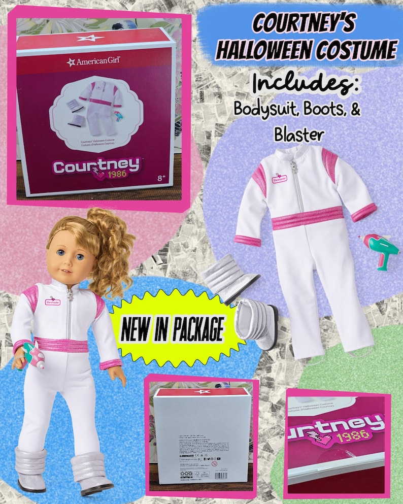 American Girl Courtney Moore Doll - 1980s Era - Clothes & Accessories - Care Bears Boom Box Mix Tape Halloween Pac-Man Lunch Box bild 8