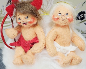 Vintage Annalee Naughty or Nice - Devil & Angel Babies - 75th Anniversary - 2010 - Excellent Condition - Holiday - Seasonal Valentines Decor