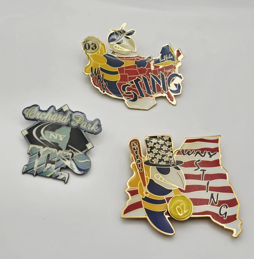 Vintage New York Fastpitch Softball Pins (3pcs) - Orchard Park Buffalo ...