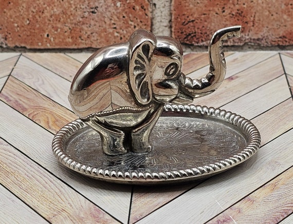 Ring holder silver elephant dresser dish ring dish - image 4