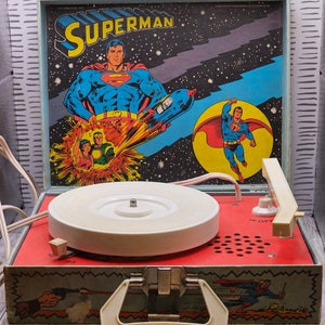 Vintage Superman Record Player 1978 Dejay Brand .model SP-19 Super