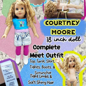 American Girl Courtney Moore Doll - 1980s Era - Clothes & Accessories - Care Bears Boom Box Mix Tape Halloween Pac-Man Lunch Box bild 2