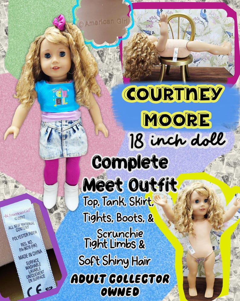 American Girl Courtney Moore Doll - 1980s Era - Clothes & Accessories - Care Bears Boom Box Mix Tape Halloween Pac-Man Lunch Box bild 2