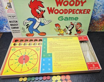 Vintage 1950s Woody Woodpecker Board Game - Milton Bradley Walter Lantz - Complete Game Set - Retro Cartoon Collectible Children’s Games