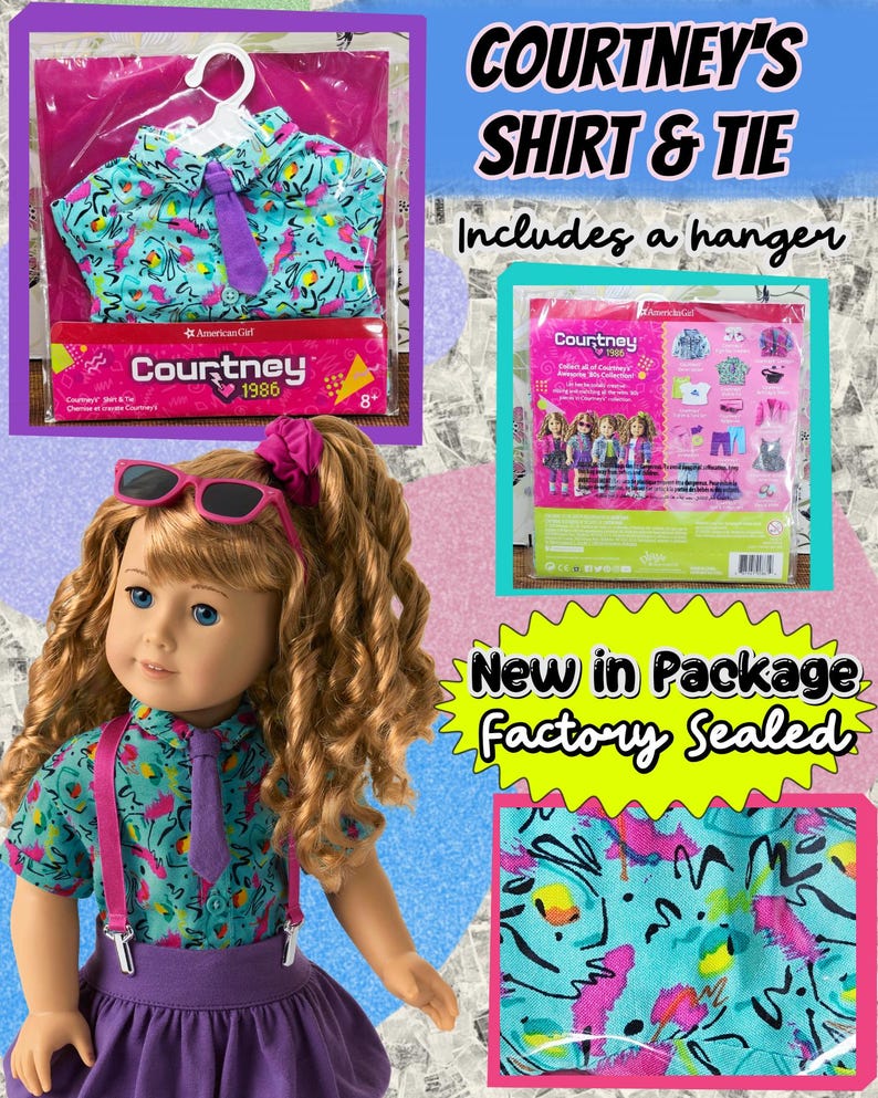 American Girl Courtney Moore Doll - 1980s Era - Clothes & Accessories - Care Bears Boom Box Mix Tape Halloween Pac-Man Lunch Box bild 17