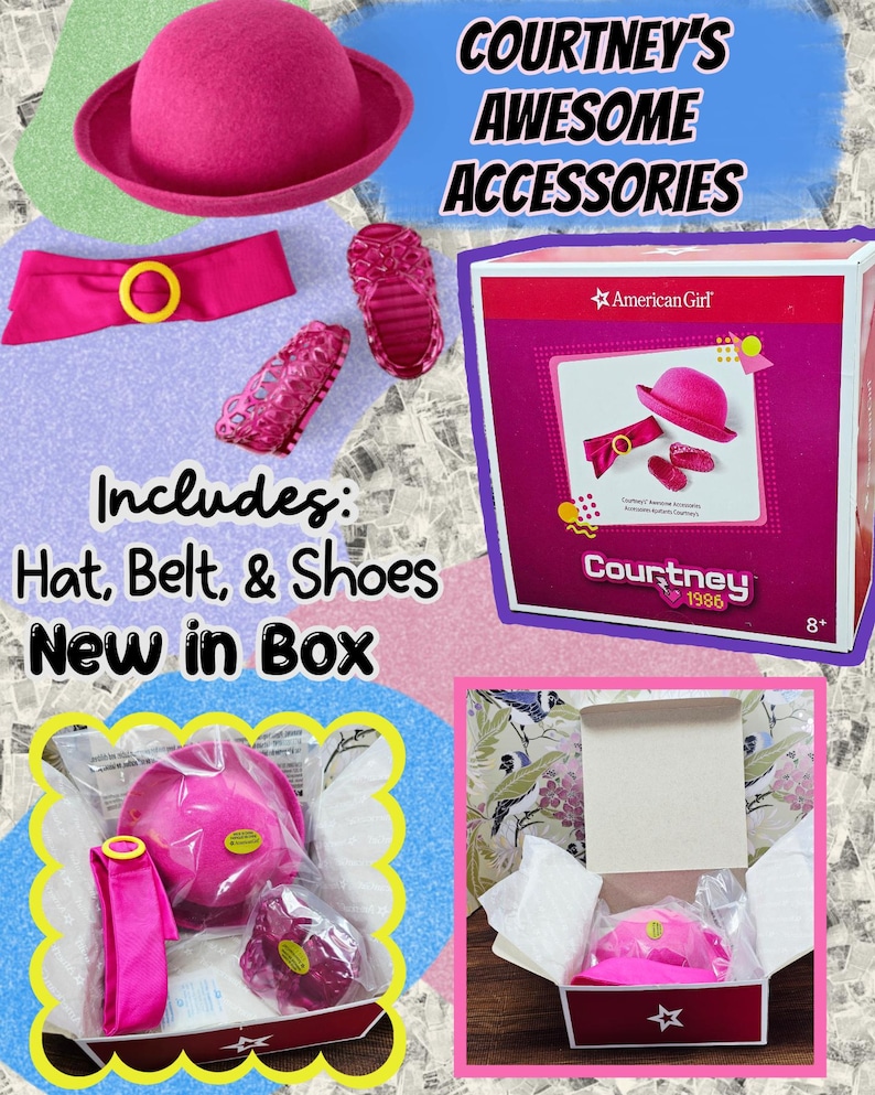 American Girl Courtney Moore Doll - 1980s Era - Clothes & Accessories - Care Bears Boom Box Mix Tape Halloween Pac-Man Lunch Box bild 18