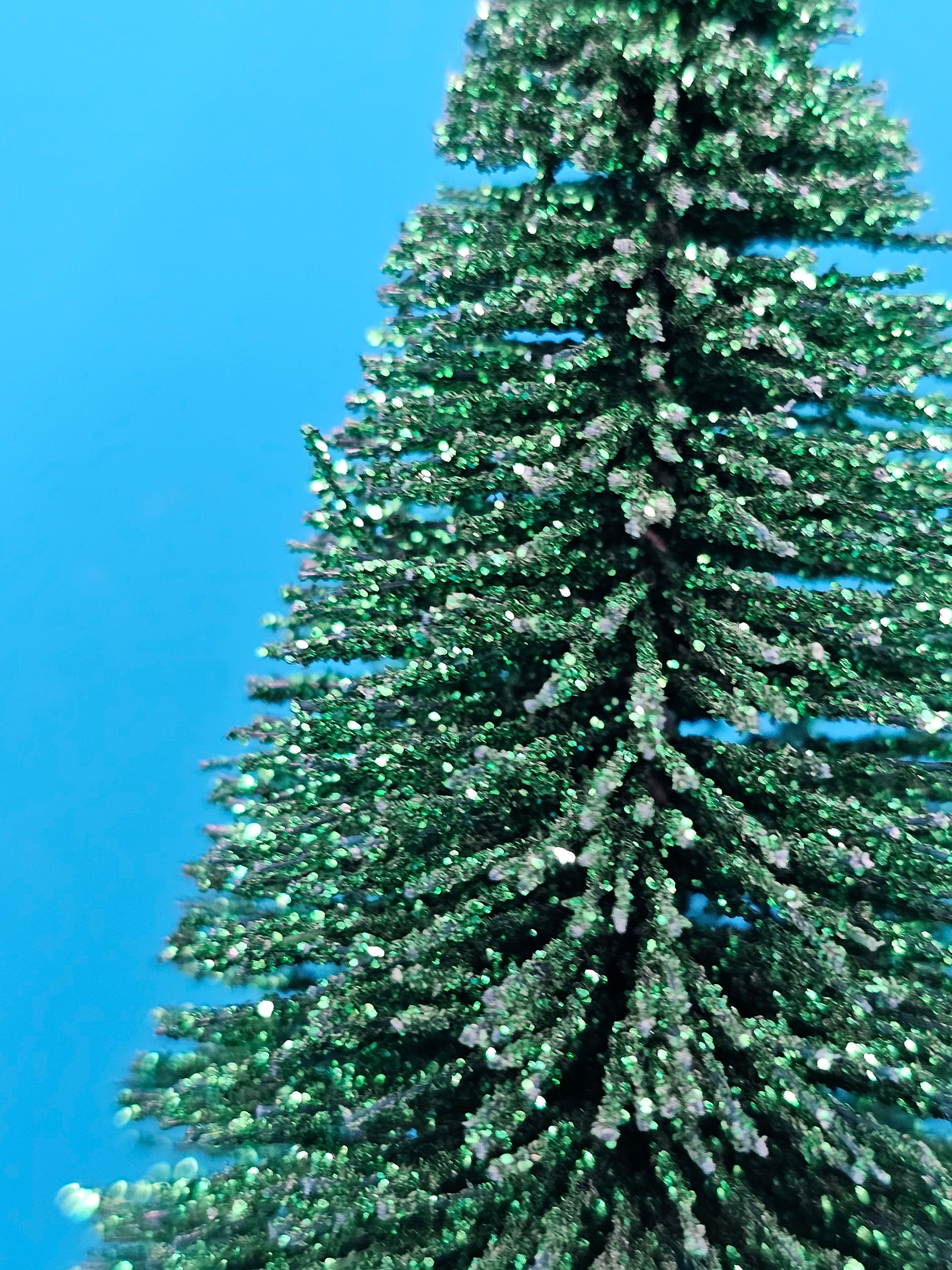 Bottle Brush Christmas Trees Retro Glitter Green, Gold and Silver