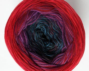 Funny No 2 Gradient Yarn, Red Yarn, Cotton Blend Ombre Yarn Cake, Wolltraum Yarn