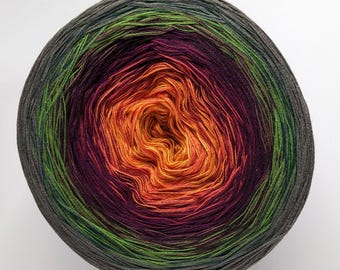 Autumn Leaves Gradient Yarn, Fall Yarn, Cotton Blend Ombre Yarn Cake, Wolltraum Yarn