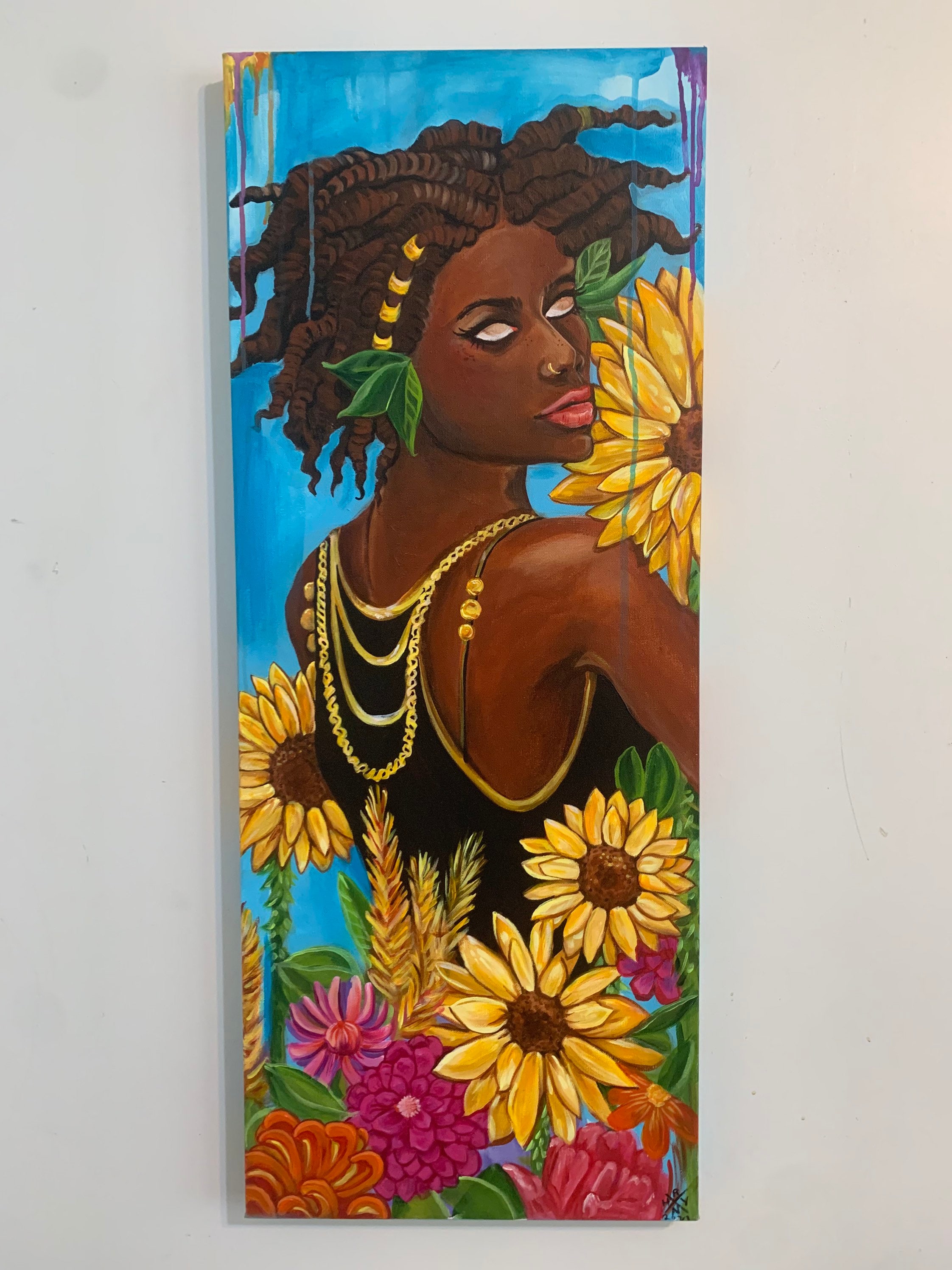 Melanin Goddess of Summer , Art Nouveau Original Painting - Etsy