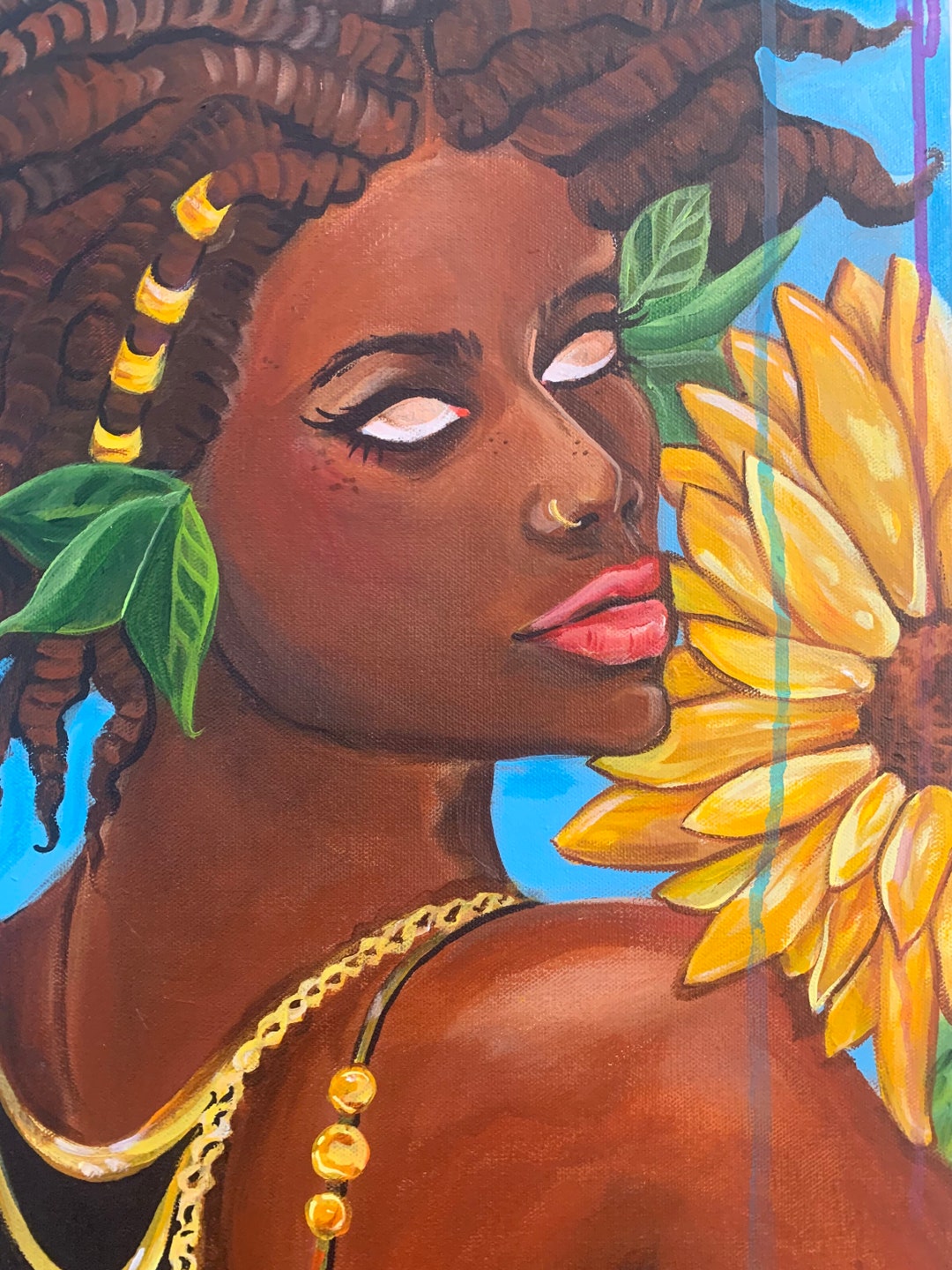 Melanin Goddess of Summer , Art Nouveau Original Painting - Etsy