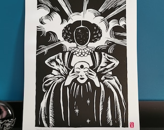 Head like a hole #2 linocut
