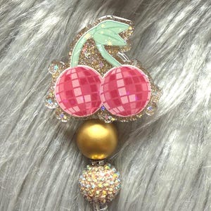 Disco Cherry Badge Reel, Cherries Badge Reel, Gift for Her, Teacher Badge, Nurse Badge, Teacher Gift, Health Care Gift, ID Holder