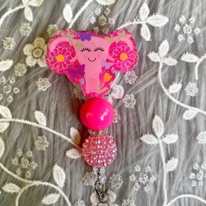Uterus Badge Reel, OB GYN, Cute Summer Badge,  Labor and Delivery Nurse,  Glitter Nurse Badge Reel, Women&#39;s Health, Nurse Gift, Obstetrics