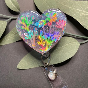 Heart Badge Reel, Flower Badge Reel, Boho Badge Reel, Wildflower Badge Reel,  Valentines Day Badge Reel,  Valentines Gifts for Her