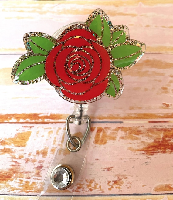 Flower Badge Reel, Rose Badge Reel, Floral Badge Reel, Glitter Badge Reel, Retractable  Badge Reel, Teacher Gift, Nurse Gift, Midwife Gift -  UK