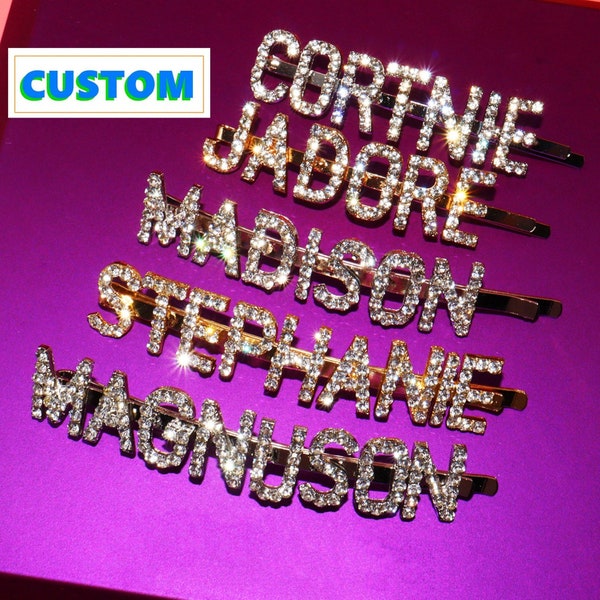 Custom Crystal Letters Bobby Pin,Custom Hair Clips, Personalized Name Hair Clips,Hair Accesories,Brides to Be,Bridesmaid Gift for Her