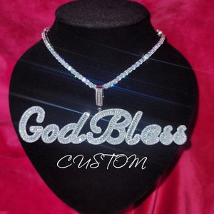 Eisige benutzerdefinierte Baguette Namen Halskette, personalisierte cz Brief Anhänger, Diamant Tennis Kette, Geburtstagsgeschenke