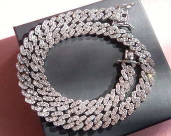 Iced Out 9mm Micro Pave CZ Cuban Link Chain,Hip Hop Necklace for Women
