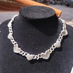 Cubic Zirconia Cuban Link Heart Choker: Personalized Prom Jewelry