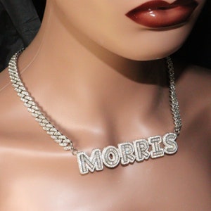 Custom Icy Name Necklace: Cubic Zircon Cuban Chain, Personalized Jewelry