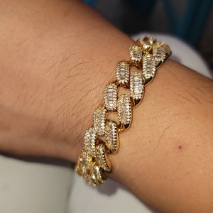 Iced Out Baguette Cuban Link Bracelet: VVS Cubic Zircon, Hip Hop Jewelry
