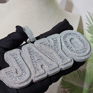 Custom Big Iced Out Baguette Diamond Name Necklace,Custom Nameplate Pendants,Custom Name Necklace Chain,Personalised Jewelry for Men Gift