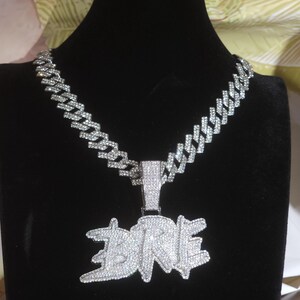 Iced Out Custom Thorn Brush Letter Charm Pendant with Cuban Chain,Custom Necklace,Gift For Him,Personalized Name Necklace,Prom Party Jewelry