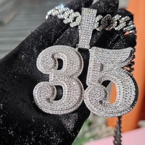Custom Big Numbers Charm Name Chain,Iced Out Pendants,Custom Necklace with Name,Personalized Jewelry for Men,Christmas Gifts,Birthday Gift