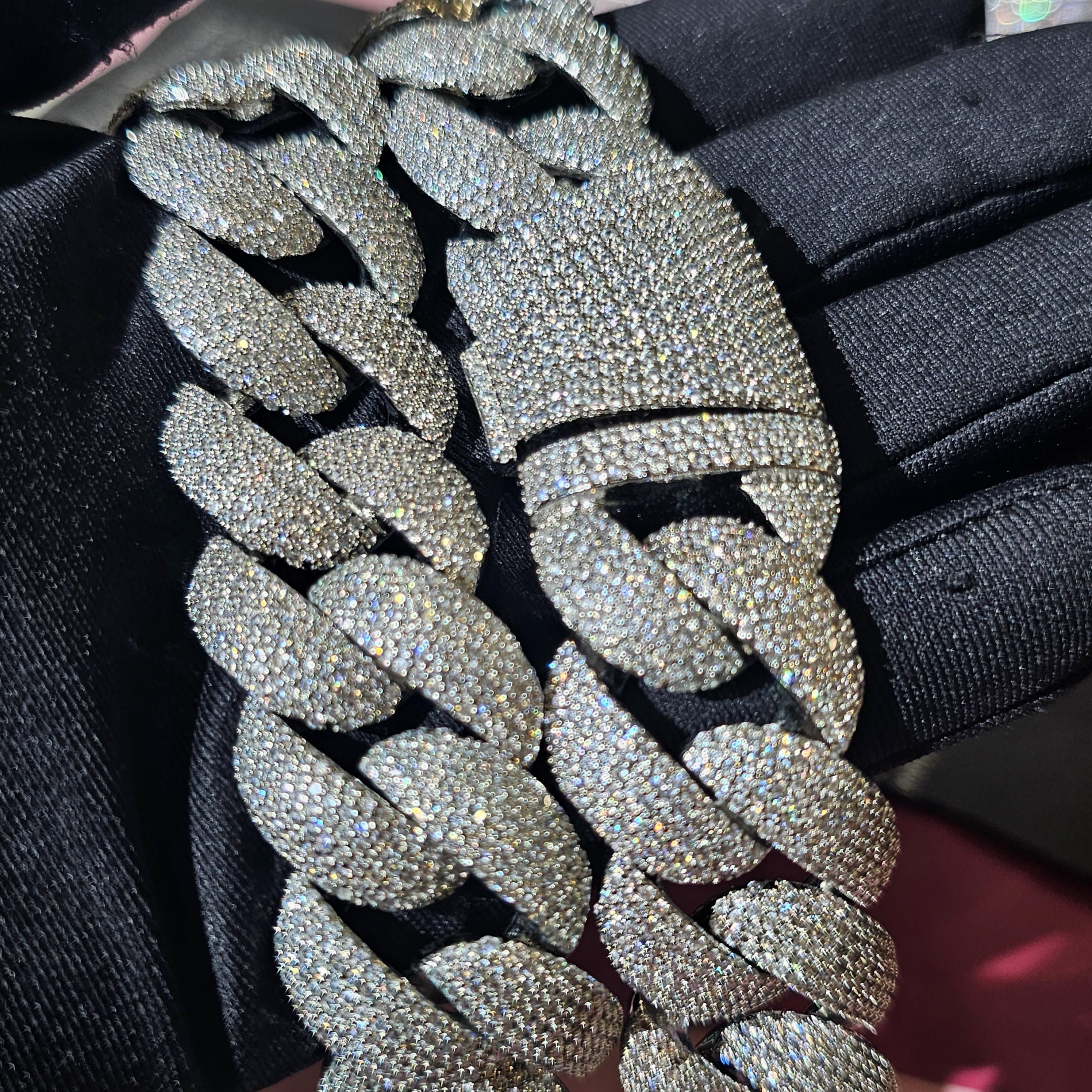 Iced Out 24mm Miami Cuban Link Chain,mirco Pave Diamond Necklace