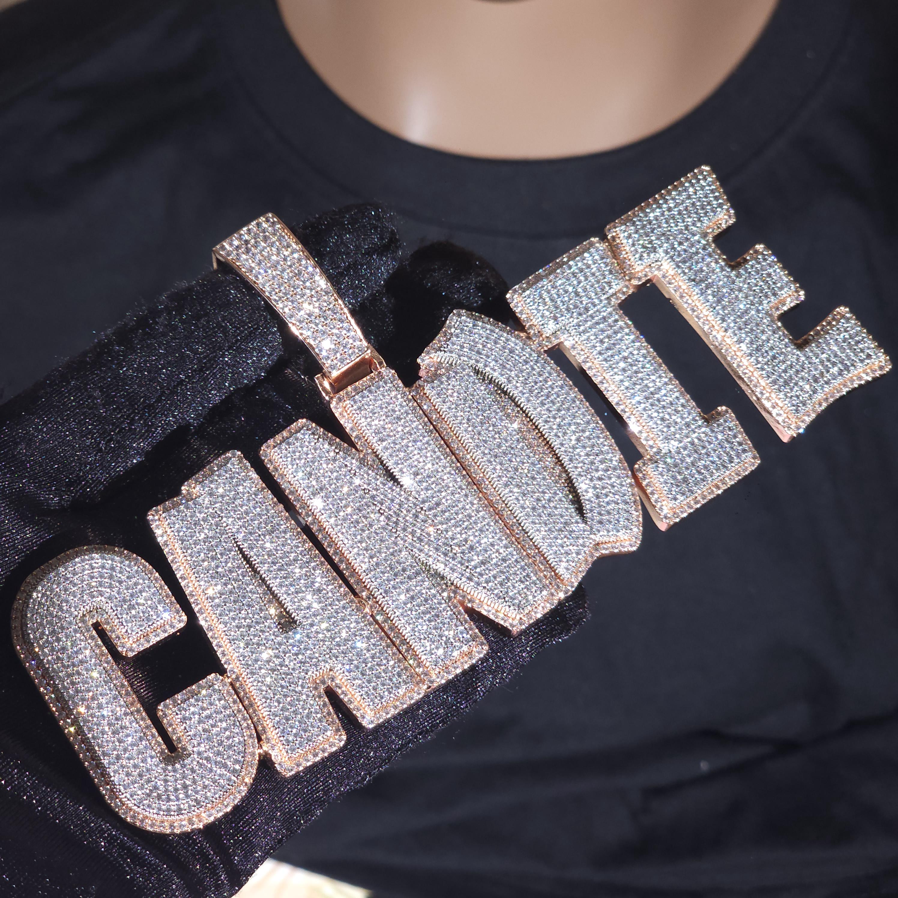 Collana Hip Hop Vintage Con Ciondolo Lettera Personalizzabile In Zirconia - Oro Bianco, Oro, Oro Rosa - Streetwear