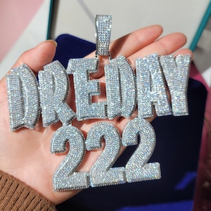 Iced Out gepersonaliseerde grote naam hanger met 12 mm Cubaanse schakelketting, aangepaste naam ketting, aangepaste ketting, hiphop sieraden, aangepaste verjaardagscadeaus afbeelding 3