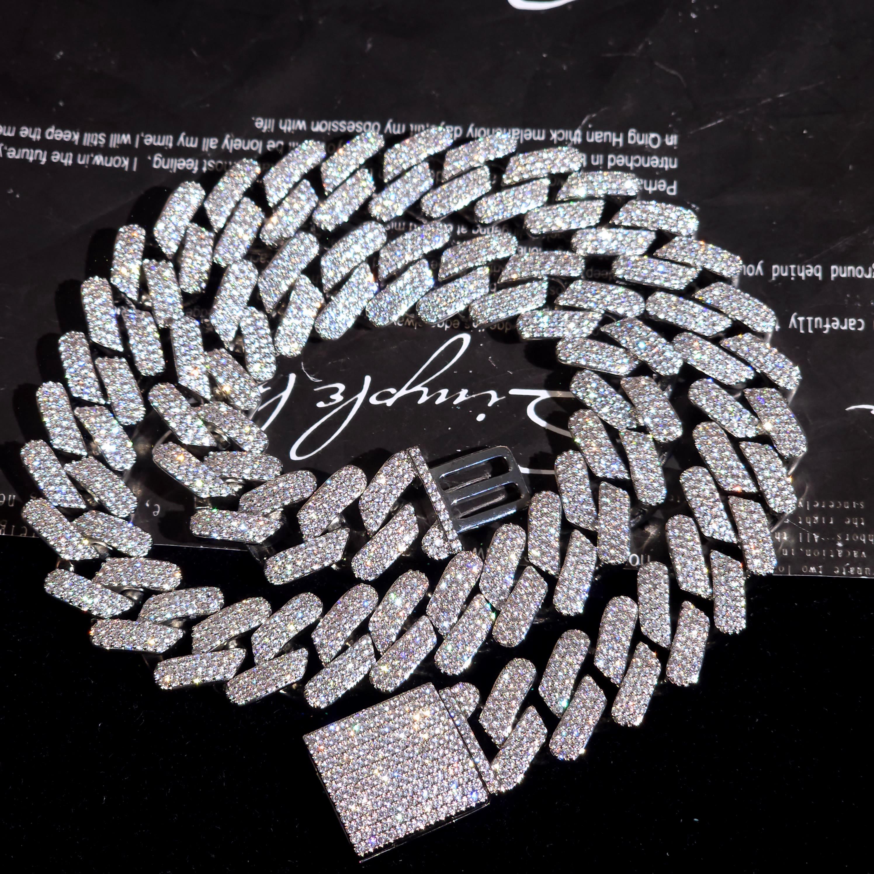 iced out Miami necklace 20ミリ Iced Out 20MM Miami Cuban Link Chain,thick Silver Diamond Necklace