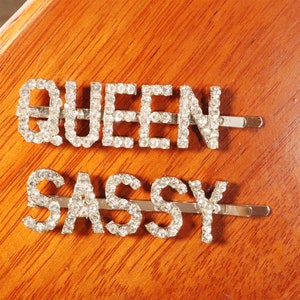 Handmade Rhinestone Hair Clips: Sassy Queen Crystal Hair Pins