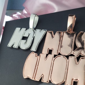 Iced Out gepersonaliseerde grote naam hanger met 12 mm Cubaanse schakelketting, aangepaste naam ketting, aangepaste ketting, hiphop sieraden, aangepaste verjaardagscadeaus afbeelding 9