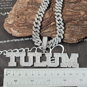 Custom Iced Out Diamond Number & Name Pendants with 12mm Cuban Chain,Custom Birthday Year  Necklace,Jewelry Gifts for Her,Gift for Him