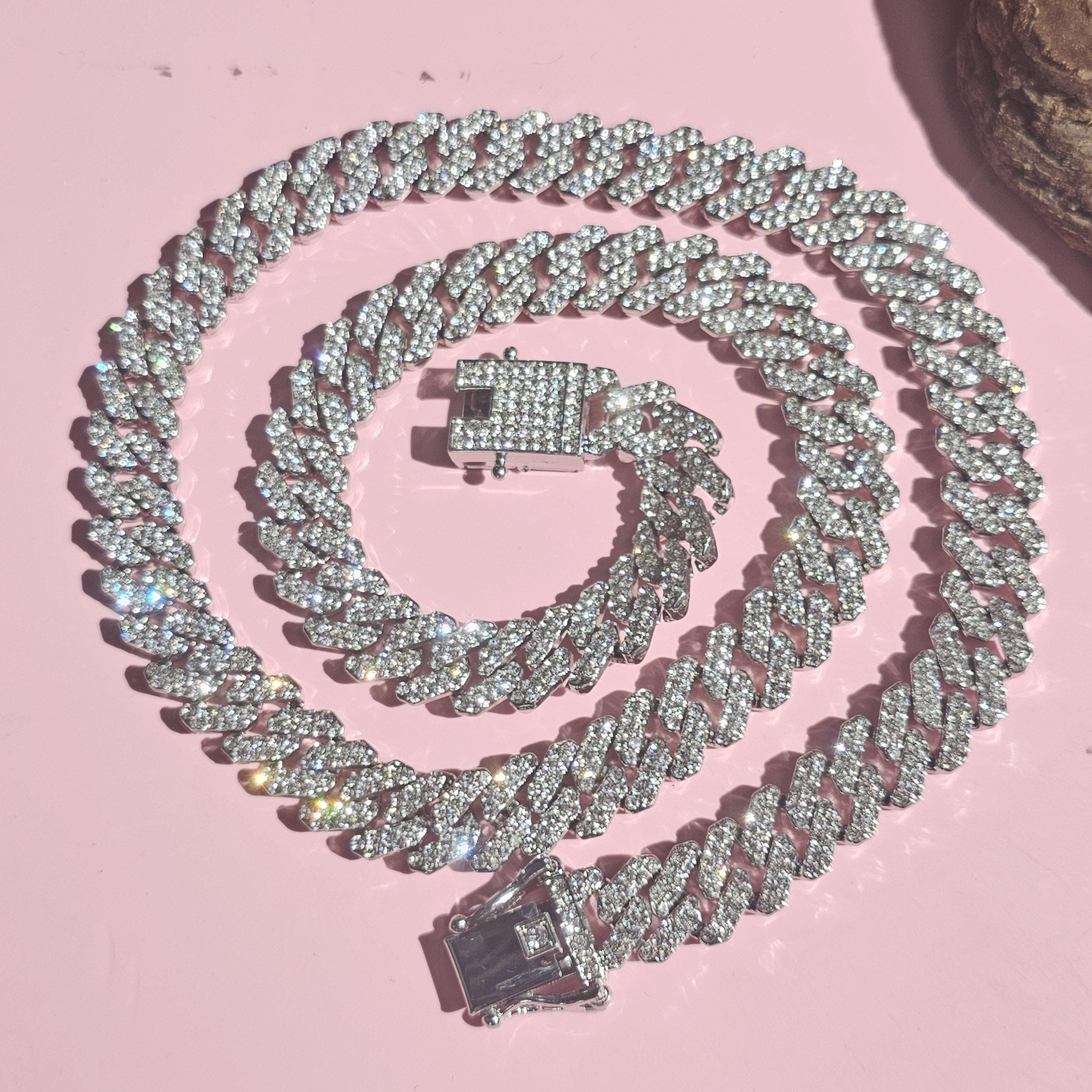 Iced Out 12mm Cuban Link Chain: 16-24 Inch Necklace,hip Hop 