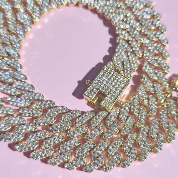 Iced Out 12mm Cuban Link Chain: 16-30 Inch Necklace,hip Hop