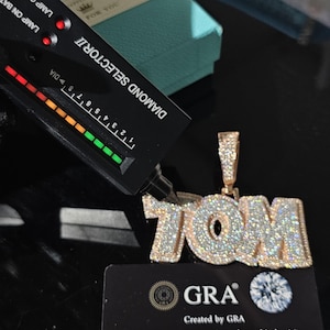 Naamhanger van Iced Out Moissanite-diamant: bedel met aangepaste letters