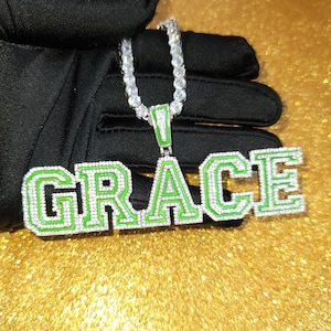 Iced Out Custom Name Pendant Necklace: Bling Cubic Zirconia, Hip Hop Jewelry