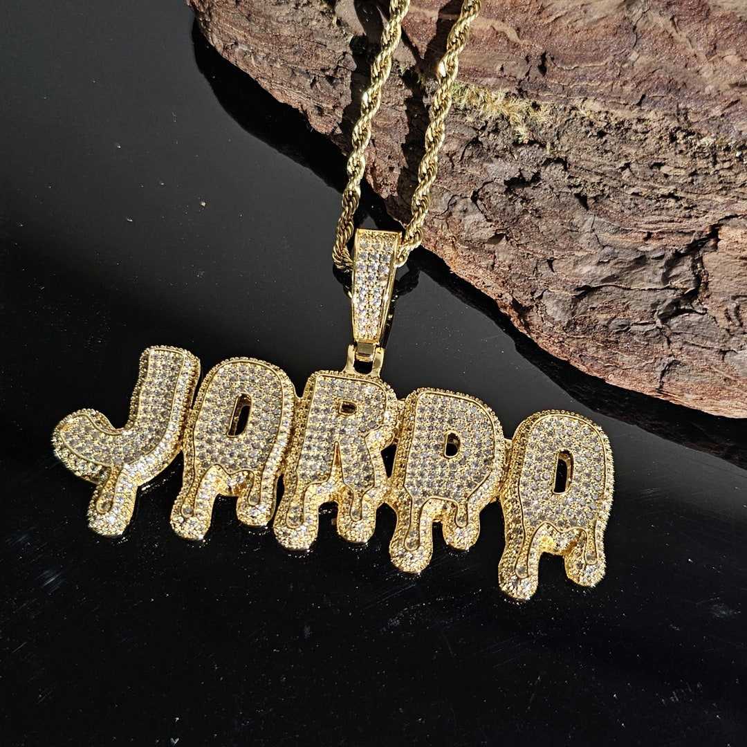 Custom Drip Chain Drip Letter Necklace Icy Drip Initial Letters