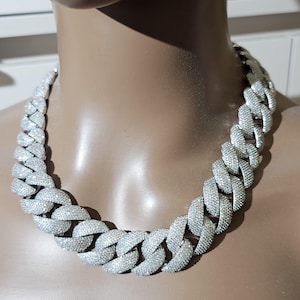 Hip Hop 24mm Big Heavy Miami Cuban Link Chain,Iced Out Necklace for Rapper Men,Micro Pave Diamond Chain with Box Lock,Jewelry Gift for Him