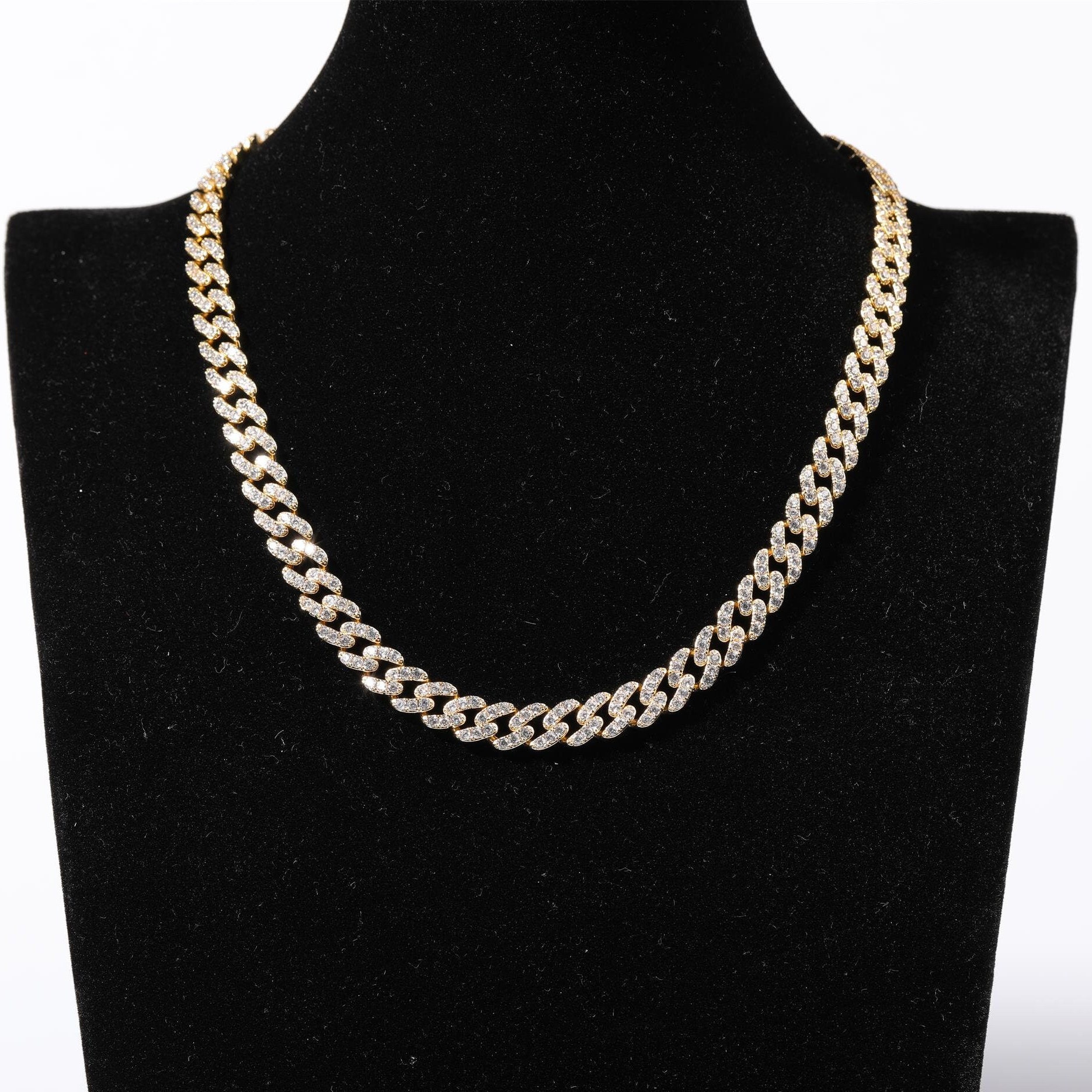 Catena A Maglie Cubane HIP Hop Da 13 Mm Per Uomo Collana Con Bling Ghiacciato Miami Placcato In Oro Bling Per Uomo Donna Regalo Di Gioielli Rapper - Foto 6