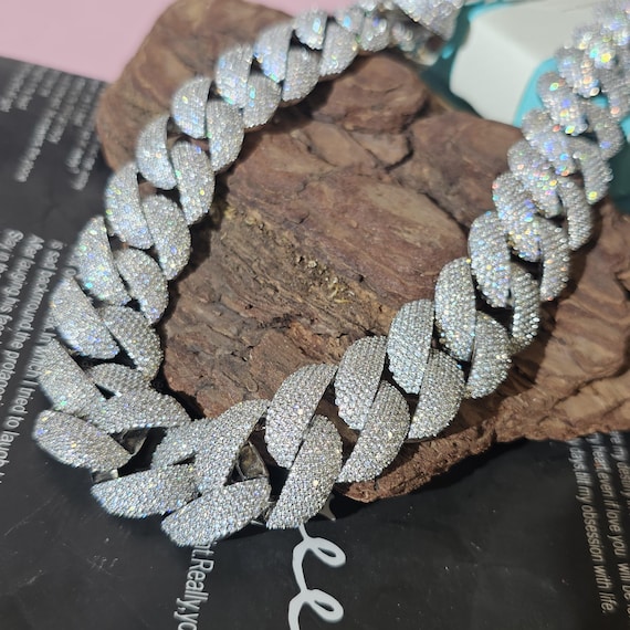 Iced Out 24mm Miami Cuban Link Chain,mirco Pave Diamond Necklace